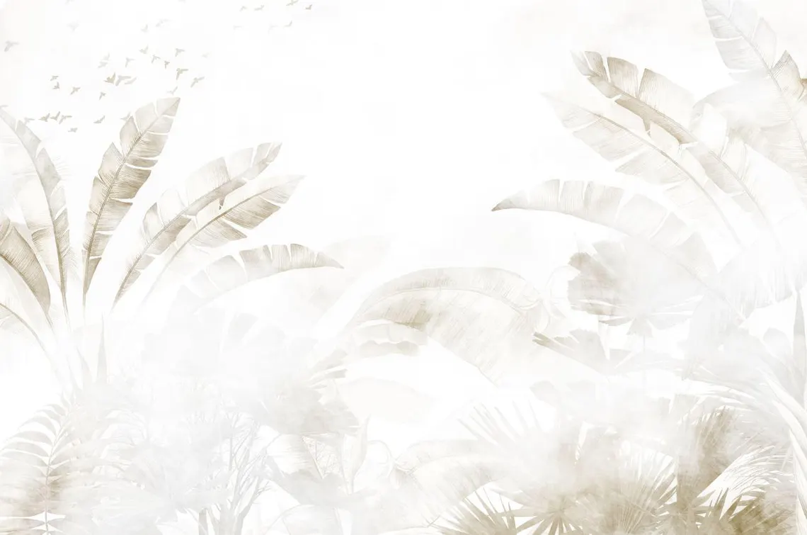 Tapet frunze tropicale bej