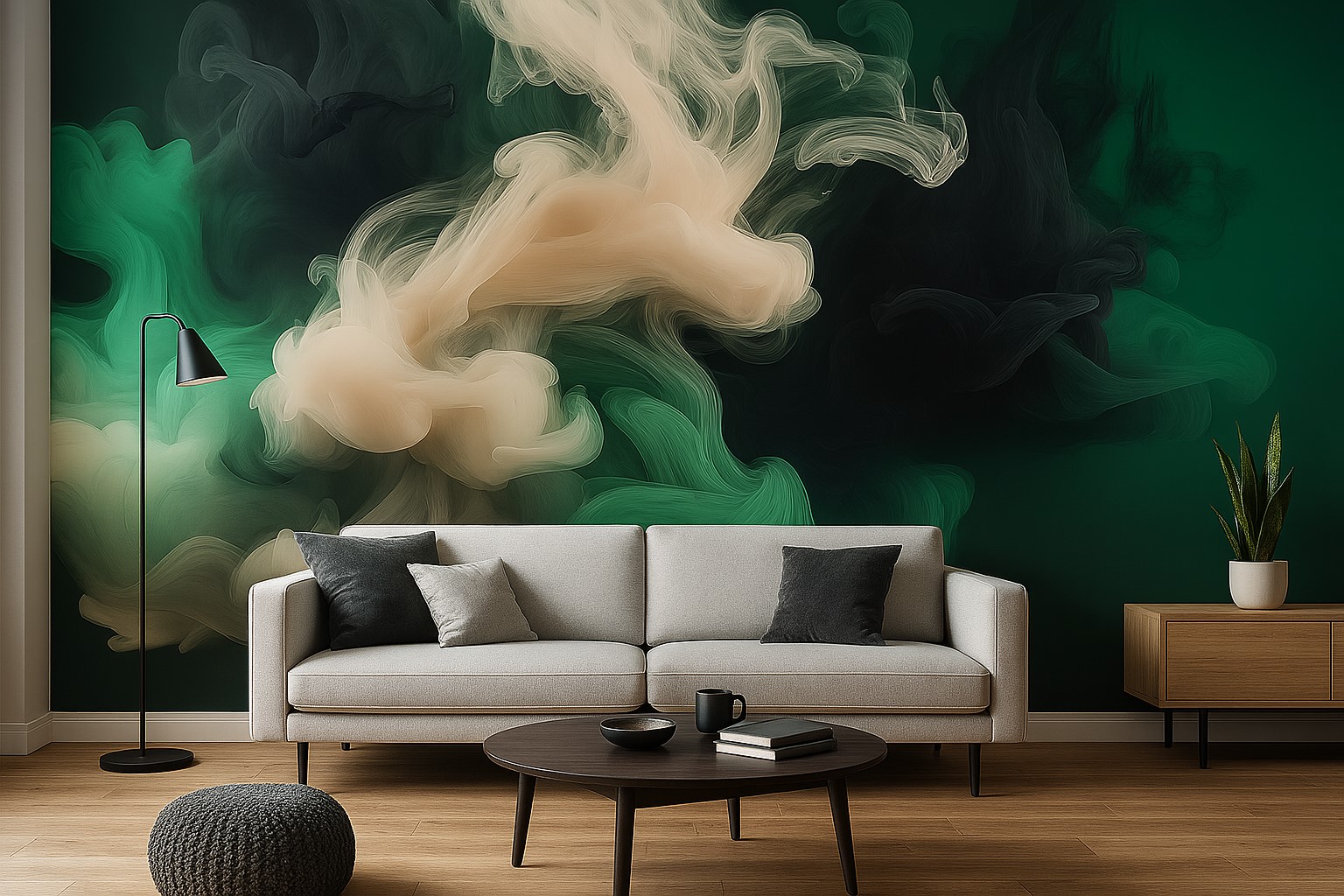 Amenajare cu tapet acuarela verde, o amenajare cu impact!