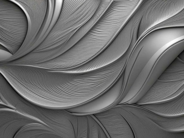 Tapet frunze gri argintiu