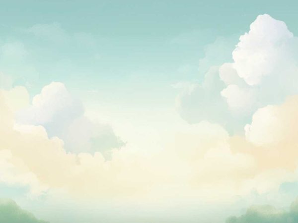 Tapet cer senin pentru camere copii personalizat în nuanțe pastel, ideal pentru decor interior camere de copii, gradinite, crese, dormitoare