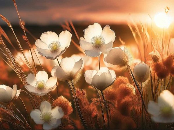 Tapet flori albe naturale