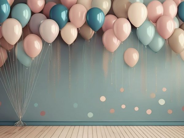 Tapet cu baloane in culori pastelate pentru camera copilului.