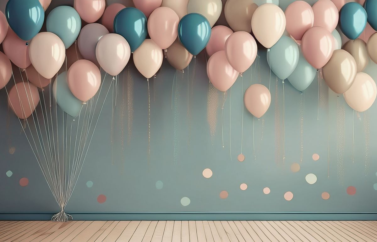 Tapet cu baloane in culori pastelate pentru camera copilului.