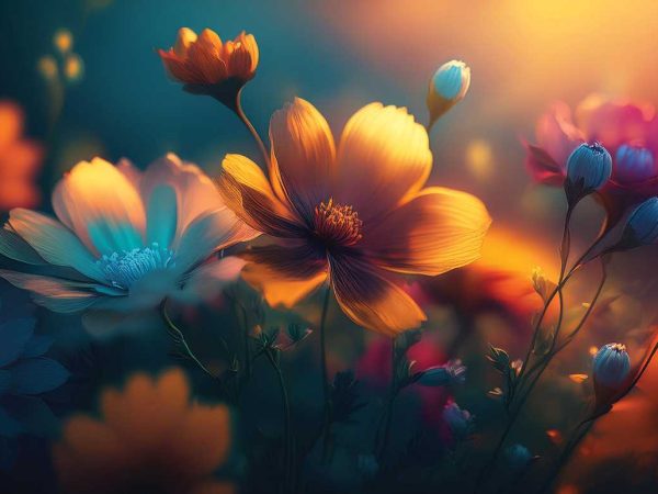 Tapet dormitor blooming flowers