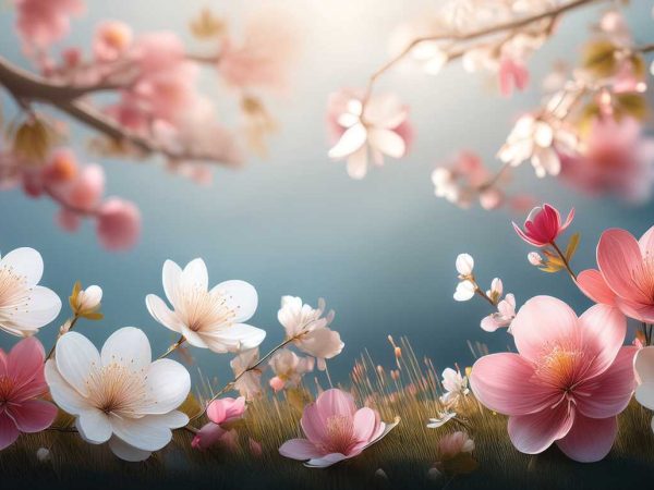 Tapet dormitor living blooming flowers