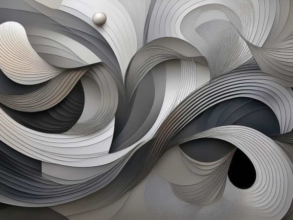 Tapet abstract shapes in gray-bej