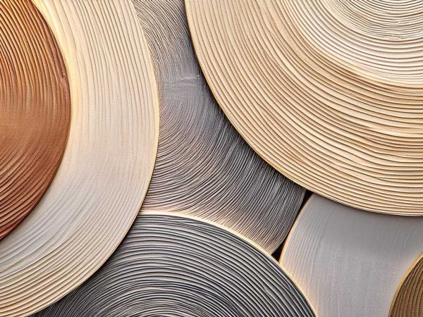 Tapet cercuri texturate, în culori naturale inspirate din natură.