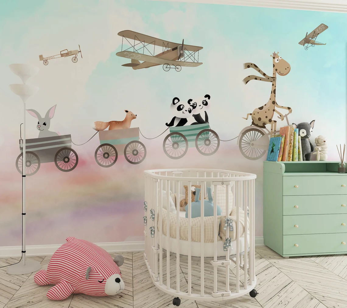 Tapet girafă pe bicicletă - imagine 2