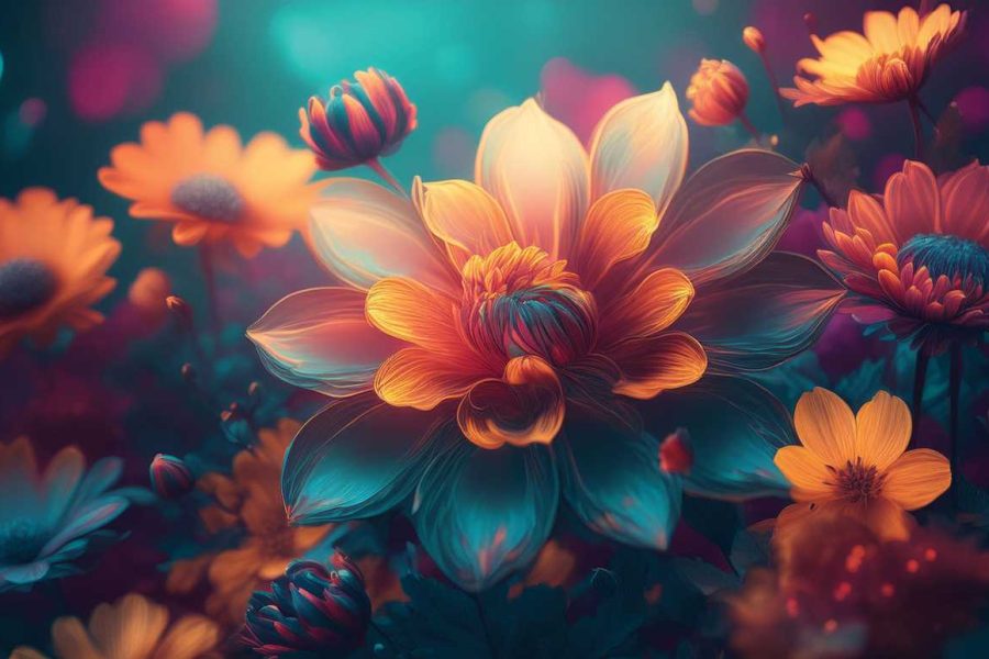 Tapet blooming flowers 1 pentru dormitor.